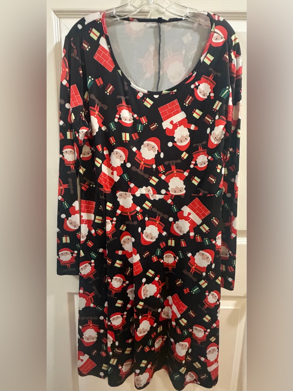 Santa Claus Print Long Sleeve Dress Size XXL